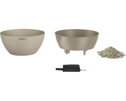 Blumenkübel-Set bestehend aus Pflanzgefäß, Innentopf, Wasserstandsanzeiger und Pflanzgranulat