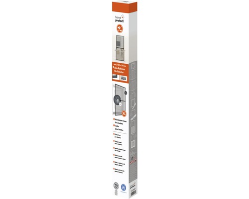Verpackung einer Home Protect Insektenschutz-Fenster mit Aluminiumrahmen in XL Größe