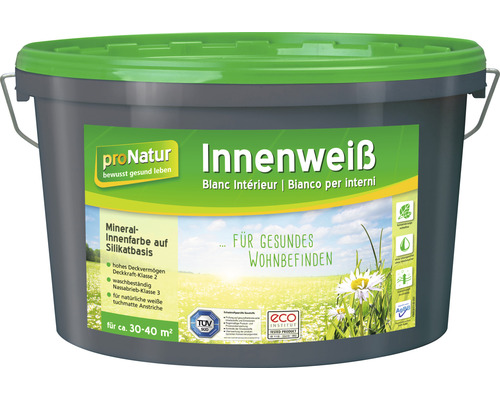 pronatur Innenweiß Silikatfarbe Mineralfarbe weiß 5 l Eimer Innenfarbe Weiß auf Silikatbasis