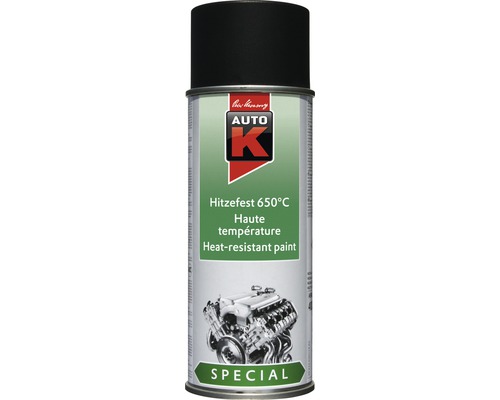 Auto-K Special Lackspray schwarz 400 ml Hitzefest bis 650° C Auto K Hitzefeste Farbe 650 Grad Celsius in einer Spraydose