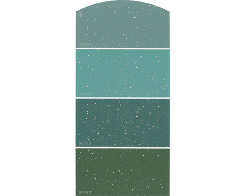 Farbmusterkarte Farbtonkarte H26 Glitzer Effekt Intensive Farbwelt grün 21x10 cm Farbmuster mit vier verschiedenen Grüntönen
