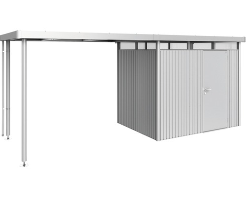 Metallcarport mit Geräteraum und Tür