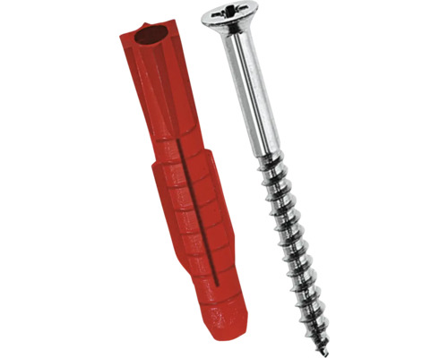 Kunststoffdübel und Schraube