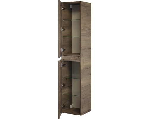Badezimmer Hochschrank mit Glasablagen und Tür