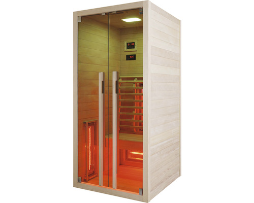 Infrarotsauna mit Glastür und Holzverkleidung für den Innenbereich