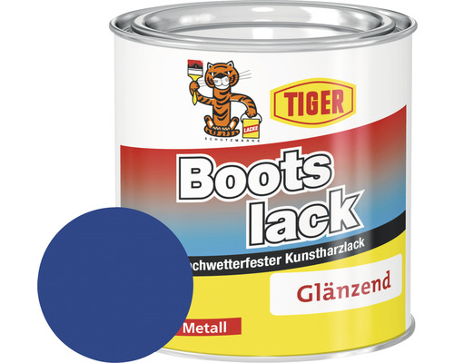Tiger Bootslack glänzend RAL 5010 enzianblau 375 ml Bootslackdose für Metall, glänzend