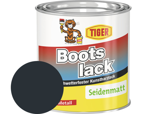 Tiger Bootslack seidenmatt RAL 7016 anthrazitgrau 375 ml Bootslackdose seidenmatt mit Farbfeld
