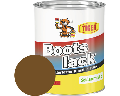 Tiger Bootslack seidenmatt RAL 8011 nussbraun 750 ml Tiger Bootslack Kunstharzlack seidenmatt mit Farbbeispiel