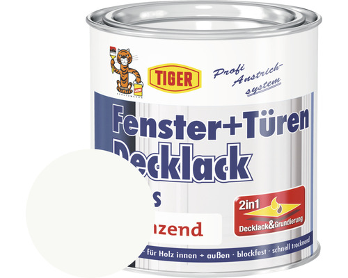 Tiger Fenster+Türen Decklack G RAL 9016 verkehrsweiß 375 ml Tiger Fenster und Türen Decklackdose
