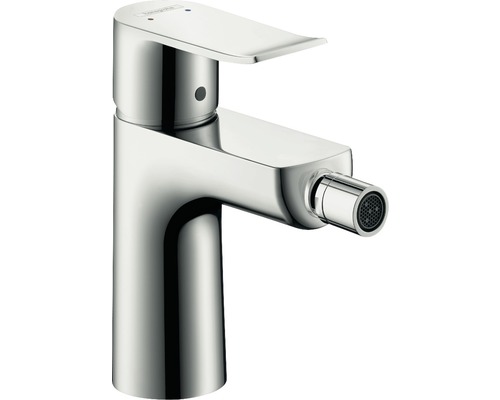 Bidetarmatur hansgrohe Metris mit Zugstangen-Ablaufgarnitur 31280000 chrom glänzend Glänzende Bidetarmatur aus Metall mit Hebel