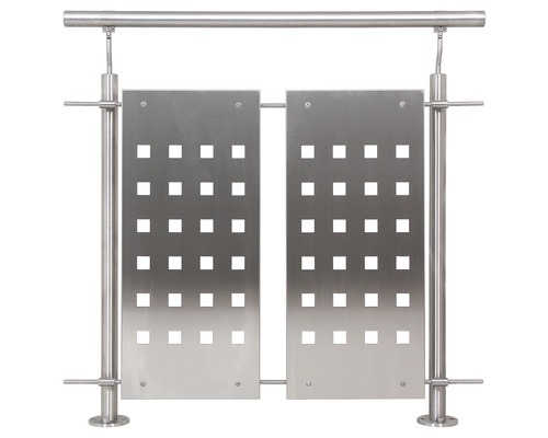 Edelstahlgeländer mit quadratischen Aussparungen