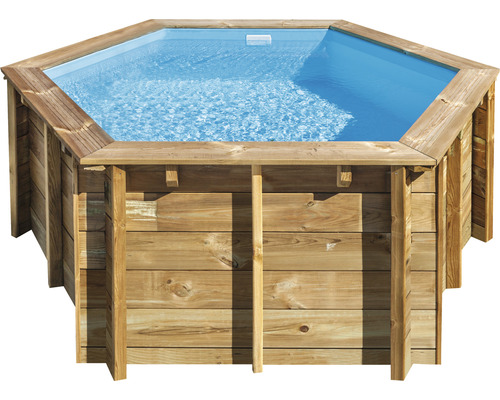 Aufstellpool Holzpool-Set Gre rund Ø 280x107 cm inkl. Sandfilteranlage, Skimmer, Leiter & Bodenschutzvlies Holz