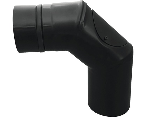Pellet-Ofenrohr-Bogen Bertrams 90° Ø 80 mm pulverbeschichtet schwarz mit Türe Ofenrohrbogen mit Reinigungsöffnung