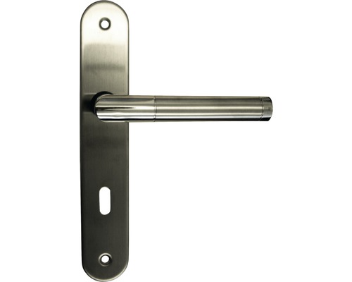 Drücker-Langschild-Garnitur Buntbart BB "Tina" Edelstahl/edelstahl-bicolor-satiniert Türdrücker aus Edelstahl mit Langschild