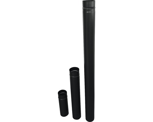Pellet-Ofenrohr Bertrams Ø 80 mm pulverbeschichtet schwarz 0,25 m Drei schwarze Ofenrohre unterschiedlicher Länge