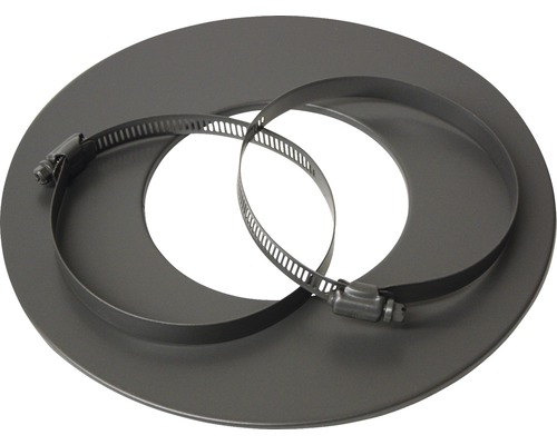 Ofenrohr-Wandrosette für Alu-Flexrohr Ø 80mm pulverbeschichtet grau metallic Metallrosette mit zwei Rohrschellen
