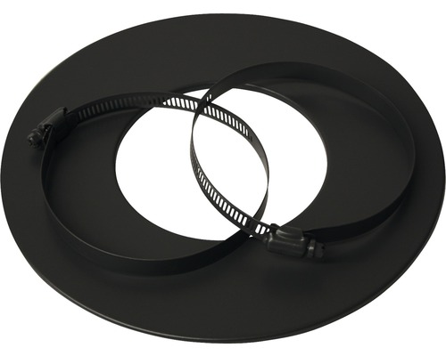 Ofenrohr-Wandrosette für Alu-Flexrohr Ø 80mm pulverbeschichtet schwarz metallic Metallrosettenabdeckung mit Spannschelle