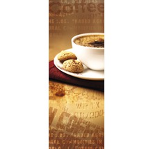 Dekoratives Paneel mit Kaffeetasse und Keksen auf einem Teller