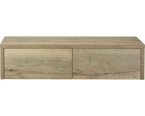 Waschbeckenunterschrank Sanox Bloxx 35x140x45 cm mit Waschtischplatte eiche Holzfarbener Unterschrank mit zwei Schubladen