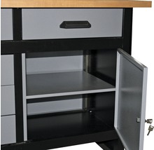 Werkbank mit Schublade und offenem Schrank