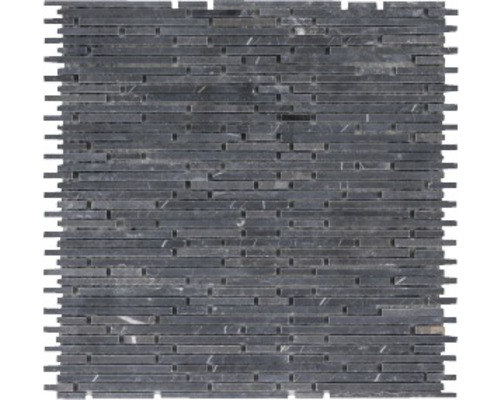 Natursteinmosaik Nero Galicia 30,5x30,5 cm schwarz matt Mosaikfliese aus Naturstein