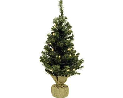 Christbaum Lafiora im Jutesack Kunststoff Ø 20 cm Höhe: 45 cm inkl. LED grün