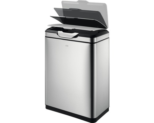 Edelstahl Abfalleimer mit offenem Deckel
