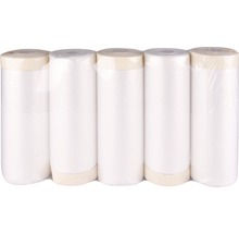 Fünf Rollen Abdeckfolie mit Klebeband in Verpackung