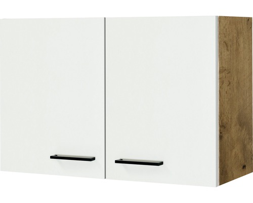 Hängeschrank Flex Well Vintea magnolia matt 80x54,8x32 cm mit Drehtür Hängeschrank mit zwei weißen Türen und Griffen
