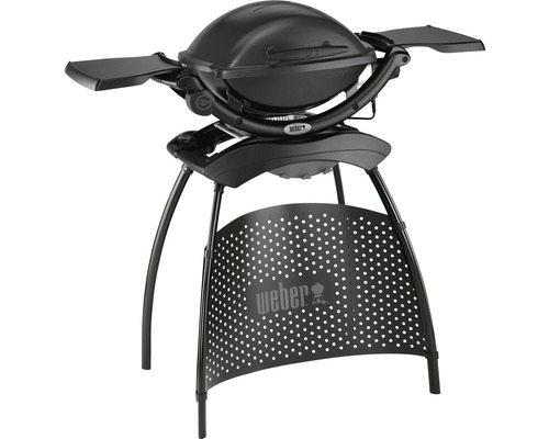 Elektrogriller Weber Standgrill Q 1400 Stand 2200 W dunkelgrau mit Grillfläche 43x32 cm, Grillrost aus porzellanemallierten Gusseisen, Deckel und Gehäuse aus Aluminiumguss