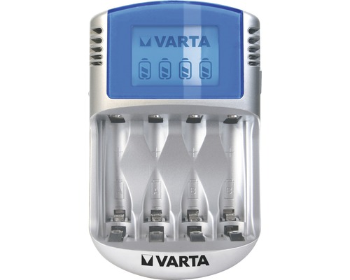 Varta Ladegerät mit vier Ladeschächten und Batteriestandsanzeige