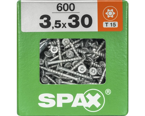Spax Universalschraube Senkkopf Stahl gehärtet T15, Holz-Teilgewinde 3,5x30 mm 600 Stück Spax Universalschraube Senkkopf Stahl gehärtet T15, Holz-Teilgewinde 3,5x30 mm 600 Stück