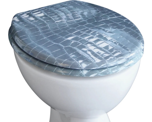 Toilette mit Toilettendeckel mit Krokodilmuster