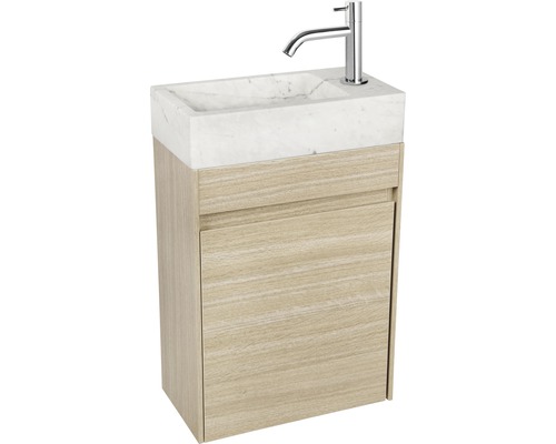 Waschtisch mit Unterschrank, Marmorwaschbecken und Armatur