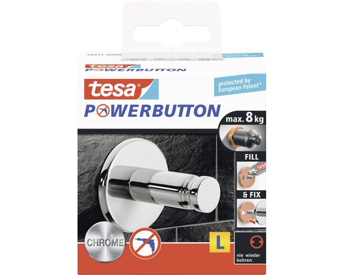 Tesa Powerbutton Klebehaken, maximale Tragkraft acht Kilogramm