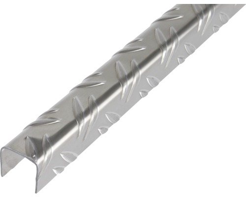 U-Profil Aluminium silber 23,5 x 23,5 x 1,5 mm 1,5 mm , 1 m U-Profil aus Metall mit Riffelblechmuster