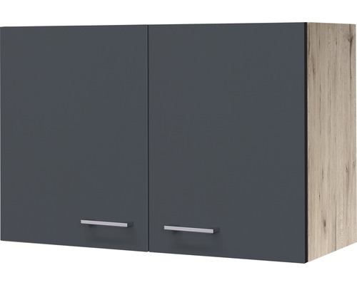 Hängeschrank Flex Well Tiago basaltgrau 80x54,8x32 cm mit Drehtür Grauer Hängeschrank mit zwei Türen und Griffen