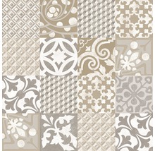 Muster aus verschiedenen Bodenfliesen mit geometrischen und floralen Designs