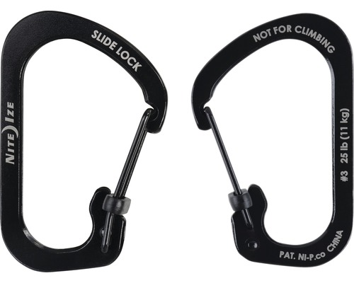 Zwei Karabinerhaken mit Schiebeverschluss, nicht zum Klettern geeignet