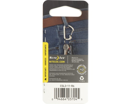 Nite Ize Logo und Produktinformationen auf der Verpackung