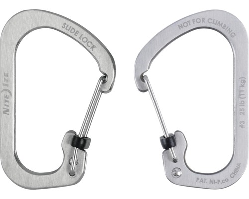 Zwei Nite Ize Slide Lock Karabinerhaken, nicht zum Klettern geeignet.