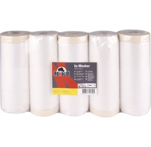 Fünf Abdeckfolien mit Klebeband, jeweils 140 cm x 33 m, verpackt