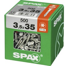 Spax Schrauben 3,5x35 Millimeter, 500 Stück in einer grünen Verpackung