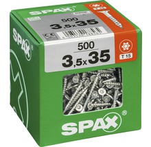 Schachtschrauben 3,5x35 Millimeter, 500 Stück in einer grünen Verpackung