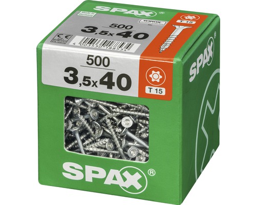 Spax Schrauben im Karton, Größe 3,5x40 Millimeter, 500 Stück