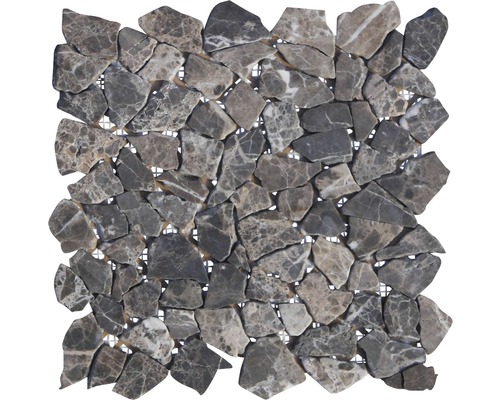 Natursteinmosaik Marmor Poly Marron 30,5x30,5 cm braun Mosaikfliese aus Naturstein auf einem Netz