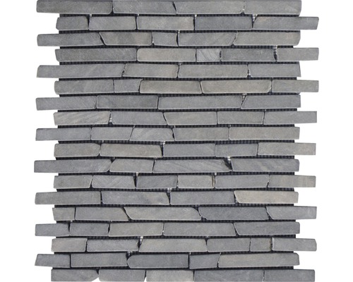 Natursteinmosaik Marmor Slim Brick 30,0x30,0 cm grau matt Mosaikfliese aus Naturstein für Wand- und Bodengestaltung