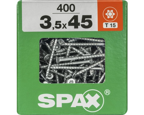 Spax Universalschraube Senkkopf Stahl gehärtet T15, Holz-Teilgewinde 3,5x45 mm 400 Stück Spax Universalschraube Senkkopf Stahl gehärtet T15, Holz-Teilgewinde 3,5x45 mm 400 Stück
