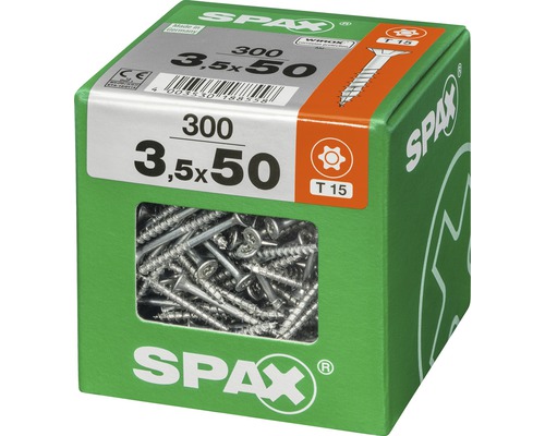 Spax Universalschraube Senkkopf Stahl gehärtet T15, Holz-Teilgewinde 3,5x50 mm 300 Stück Spax Universalschraube Senkkopf Stahl gehärtet T15, Holz-Teilgewinde 3,5x50 mm 300 Stück