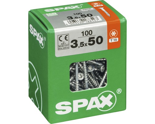 Spax Schrauben 3,5 x 50 Millimeter, 100 Stück in grüner Verpackung